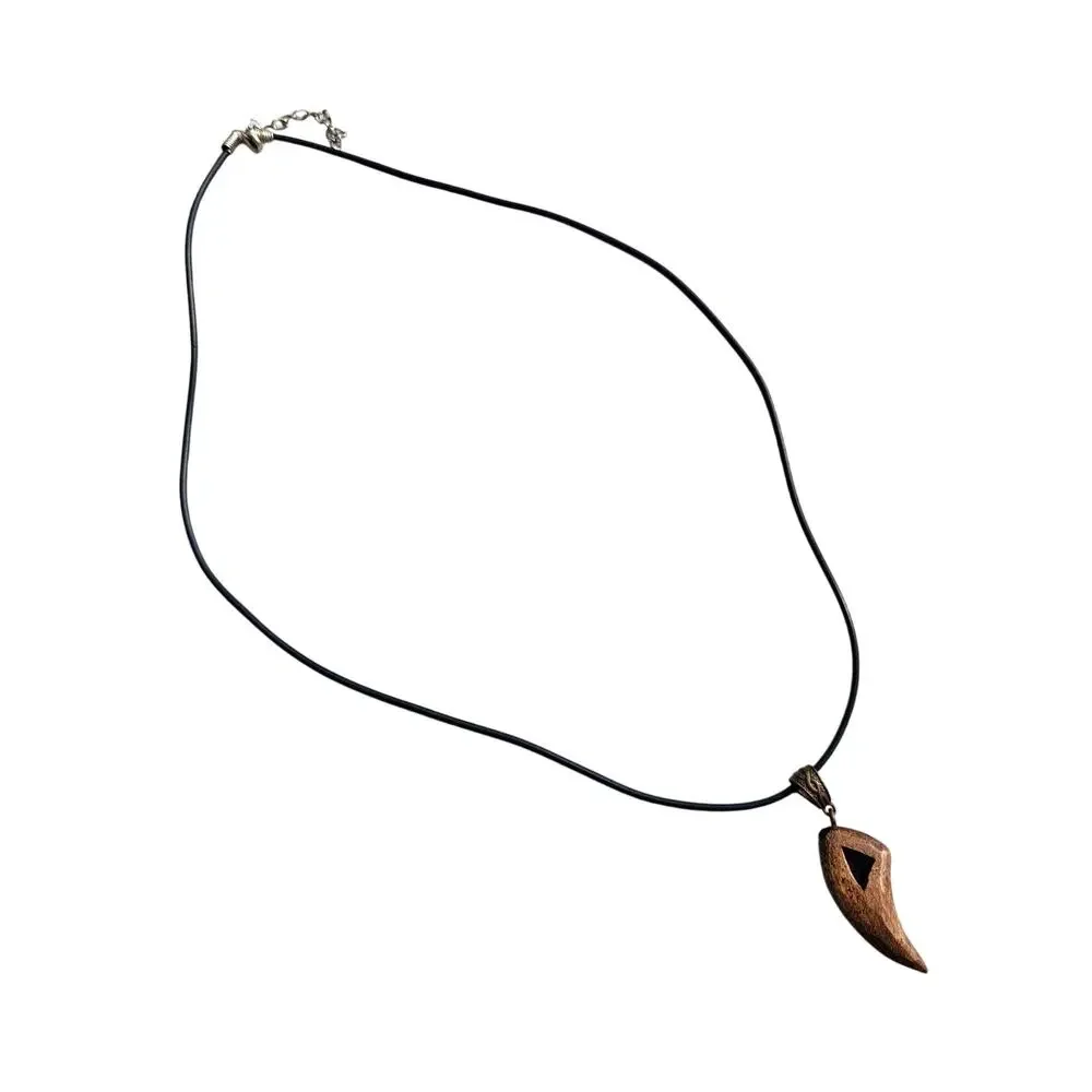 Handmade Curved Wooden Tooth Minimalist Modern Pendant Necklace